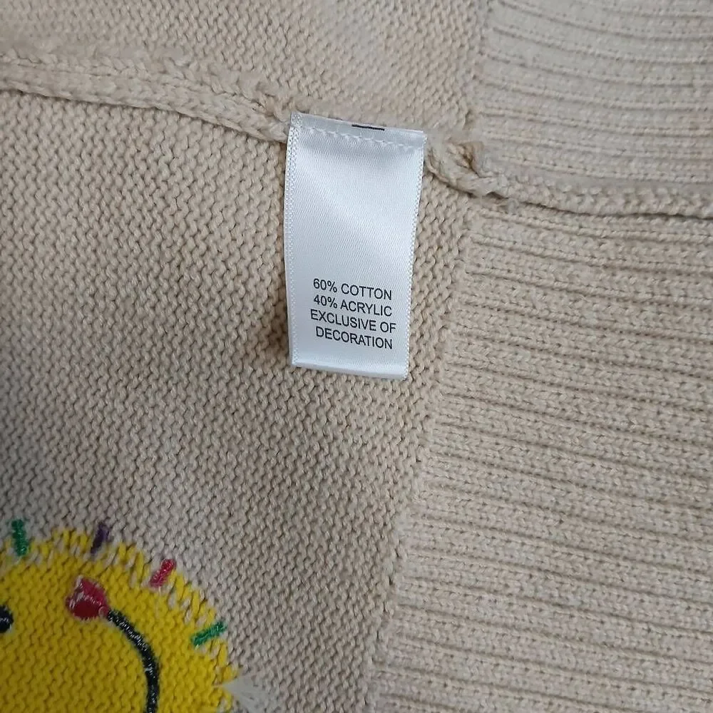 Keri Rosenthal womens medium boxy sweater patchwork nature cotton spring summer